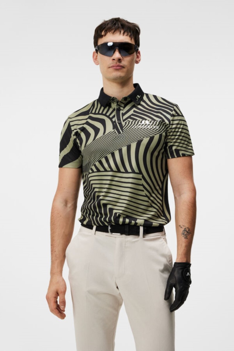 J.Lindeberg polo kv tour print dazzle wave black