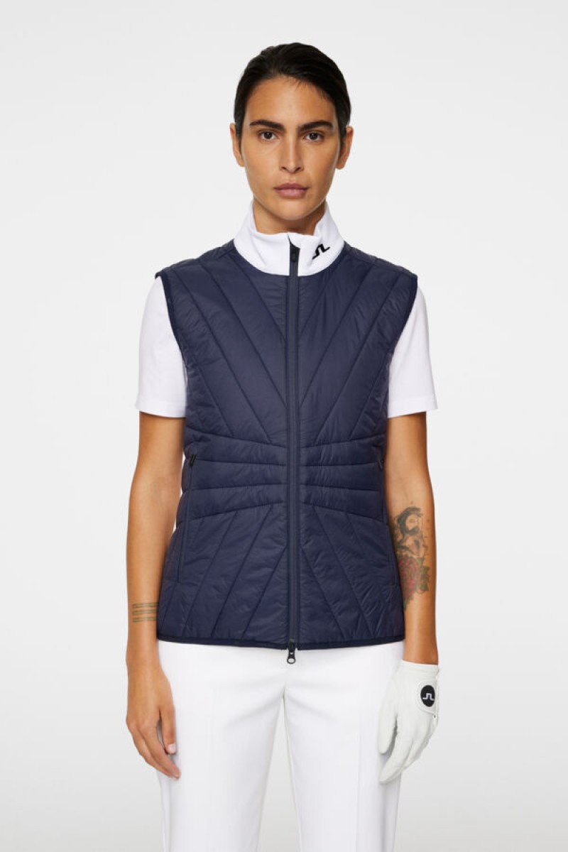 J.Lindeberg W bodywarmer holma quilt hybrid navy