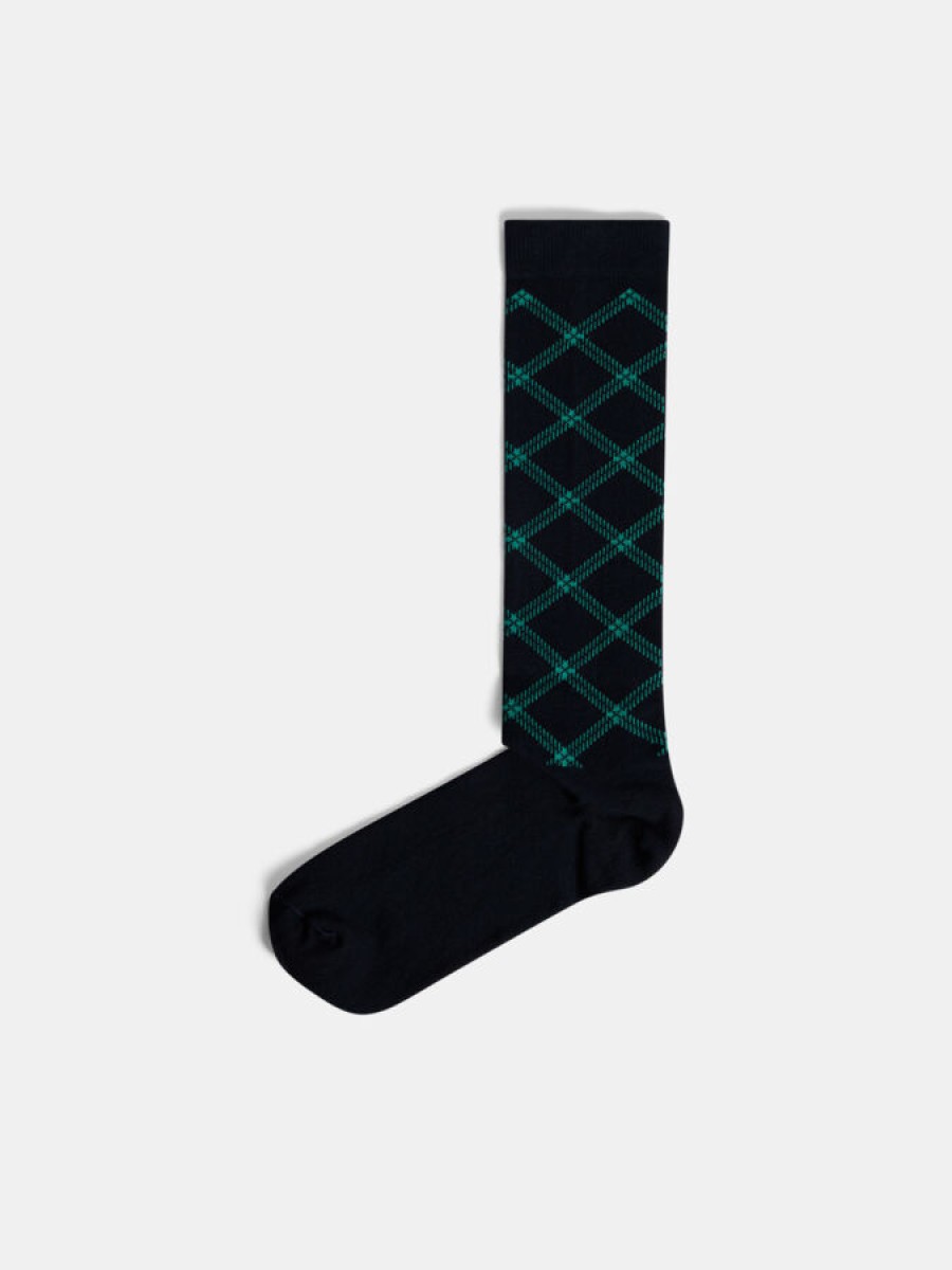 J.Lindeberg W socks knee check tartan teal