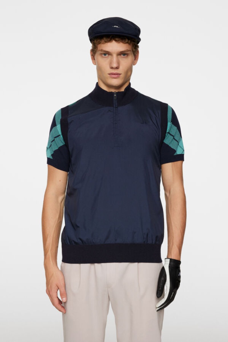 J.Lindeberg vest max hybrid tartan teal